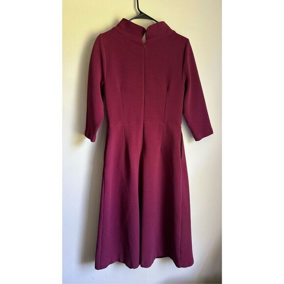 Boden Violet Ottoman Dress Ruby Ring Midi Length Fit & Flare Stand Collar sz 10 - Picture 7 of 8